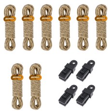 DTree 反光繩索 8p + 營繩調節扣 8p + 帳篷天幕固定夾 4p 套組, 卡其色 + 隨機出貨