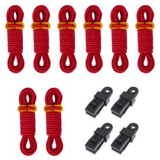 디트리 반사 로프 8p + 스토퍼 8p + 텐트타프 고정클립 4p 세트, 05 레드(로프), 랜덤발송(클립)