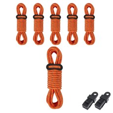 디트리 반사 로프 6p + 스토퍼 6p + 텐트타프 고정클립 2p 세트, 12 오렌지(로프), 랜덤발송(고정클립)