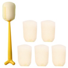 站立式保溫杯奶瓶刷 + 補充泡棉 5入組, 1套, 黃色