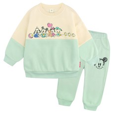 milkmile New Kids On 迪士尼兒童 Baby Mickey & Friends 撞色刷毛上下著套裝