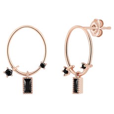 폴브리알 여성용 오벌 블랙 귀걸이 PYSE0155 + 쇼핑백