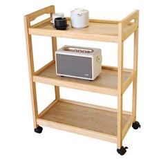 Supsokae 橡膠木實木移動式推車, 單一顏色, 3層