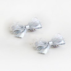 하라로이 여아용 망사 홀로그램 리본 집게핀 2p