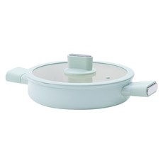 LA CARTUJA IH爐適用Urban系列附蓋陶瓷不沾雙耳淺湯鍋, 1組, 薄荷綠, 24cm