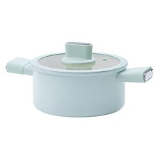 LA CARTUJA IH爐適用Urban陶瓷不鏽鋼附蓋雙耳湯鍋, 1個, 薄荷綠, 20cm