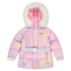 JELISPOON 童款粉彩渲染連帽毛邊滑雪外套