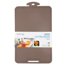 mommy's table 矽膠夾式副食品水果蔬菜露營便攜砧板, 1個, 熊棕色