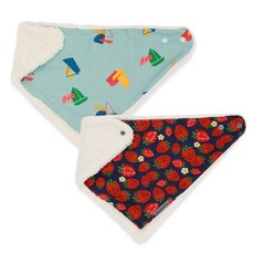 BEBE CHOUETTE 嬰幼兒毛巾布超細纖維三角圍兜2件組