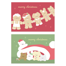 Dona與朋友們 聖誕朋友明信片 2款 x 5張 套組, 22 聖誕餅乾, 23 聖誕帽, 1套