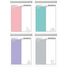 Pinkfoot 分欄數學練習本 4款, 粉色+紫色+灰色+薄荷綠, 1組