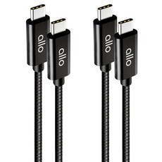 allo Type-C to Type-C 高強度編織 60W PD PPS 超高速充電線, 2個, 黑色, 2m