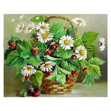 알로데 수채화 그림 플라워 벽 장식 DIY 보석 십자수 세트 라운드 40 x 50 cm, NO. 06, 1세트