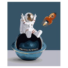 알로데 우주 비행사 꿈 그림 벽 장식 DIY 보석 십자수 세트 30 x 40 cm, NO. 03, 1세트