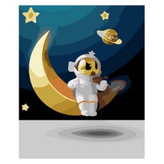 알로데 우주 비행사 꿈 그림 벽 장식 DIY 보석 십자수 세트 30 x 40 cm, NO. 01, 1세트