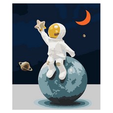 알로데 우주 비행사 꿈 그림 벽 장식 DIY 보석 십자수 세트 30 x 40 cm, NO. 02, 1세트