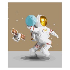 알로데 우주 비행사 꿈 그림 벽 장식 DIY 보석 십자수 세트 30 x 40 cm, NO. 05, 1세트