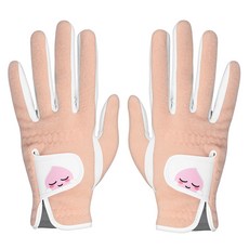 KAKAOFRIENDSGOLF Apeach女款冬季羊皮高爾夫手套 雙手組, 粉色