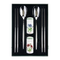 PORTmeIRION 波特玫琳恩 RF 現代韓式餐具 2人組 D, 湯匙 2p + 筷子 2p + 湯筷架 2p, 混合色, 1個