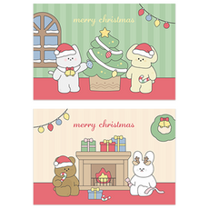 Dona與朋友們 聖誕派對 明信片 2款 x 5張 套組, 20 托米馬夢的樹, 21 核桃純棉的壁爐, 1套