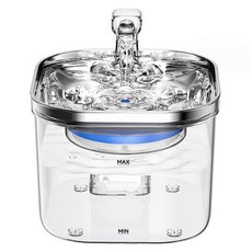 Dingdong Pet 寵物滑動式不鏽鋼透明飲水機 2L, 1個, 多色