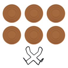 cofv 廚房用防滑矽膠茶杯墊6入 + 杯墊架套組, 1套, 咖啡