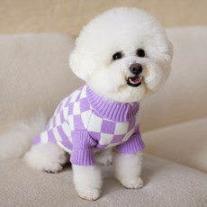 붑 강아지 체커보드 니트, 퍼플