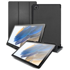 GOBUKEE Galaxy Tab A8 雙層S Pen收納書本式皮革保護套, 黑色, 1個