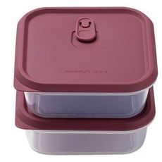 mommy's table 食品級矽膠蒸氣孔密封保鮮盒 S 350ml, 勃艮第紅, 2個