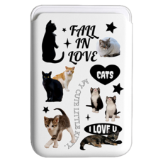 코쿼드 9C9C 러브 캣 맥세이프 휴대폰 하드 카드 지갑, 폴인럽 캣, 1개