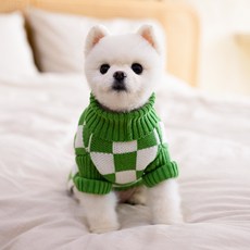 BOOP 狗狗棋盤格針織衫, 綠色