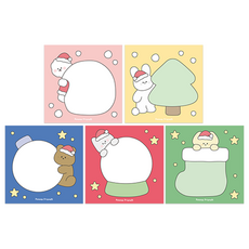 Dona和朋友們 聖誕節便條紙 5款組 彩色版, 聖誕多娜 + 聖誕樹純棉 + 裝飾球核桃 + 水晶球托米 + 襪子馬蒙, 1套