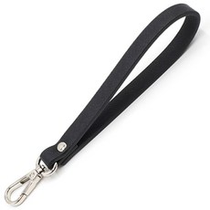 Onenough 簡約皮革手機掛繩 鑰匙圈 配件, 黑色, 1個