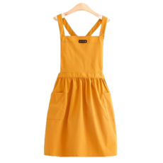 cofv 咖啡廳工作用裙式棉質連身圍裙, 南瓜色, 1個