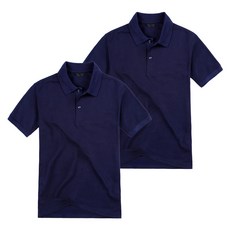 urbantee 30支網眼布翻領短袖Polo衫 2件組, 海軍藍