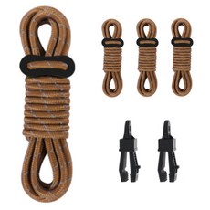 DTree 反光營繩 4入 + 帳篷天幕固定夾 2入 組, 棕色