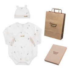 Organic Boom 孩童龍印花純棉衣物用品組 長袖包屁衣+帽子+禮盒+提袋