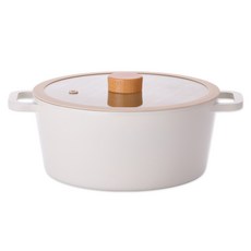 Kitchenwell 電磁爐適用Tori系列附蓋雙耳湯鍋, 米色, 22cm, 1個