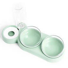 바디보 반려동물 반자동 급수기 밥그릇 3구, 그린, 1개