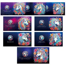 Allode 聖誕節折疊卡片寶石十字繡 DIY 套組 30 x 15cm, 1套, 06 彩虹馬