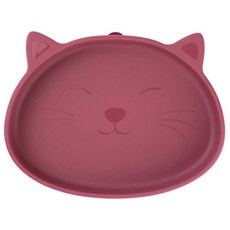 mommy's table 嬰兒胖貓咪矽膠吸附餐盤, 酒紅色, 1個, 單品