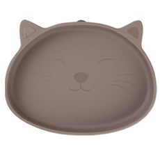 mommy's table 幼兒用胖貓咪矽膠吸盤餐盤, 裸棕色, 1個, 單品