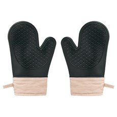 Rondublin 矽膠雙邊廚房隔熱手套, 1套, 黑色