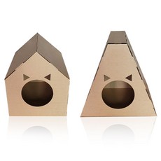 nature pet 紙製貓屋 躲貓貓屋 2件組, 四邊形款+基本款