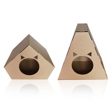 nature pet 紙製貓屋 躲貓貓屋 2件組, 五邊形款+基本款