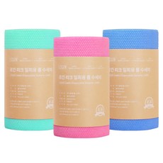 Login 拋棄式撕取菜瓜布 60p x 3種套組, 1套, 粉紅色 + 綠色 + 藍色