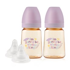 마더케이 베이직 PPSU 베베 젖병 2p + 젖꼭지 1단계 2p, 베베라일락, 180ml, 1세트