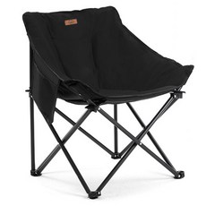 蓬鬆柔軟坐墊露營低矮折疊椅, 1個, 黑色