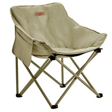 蓬鬆柔軟坐墊露營低矮折疊椅, 1個, 深米色