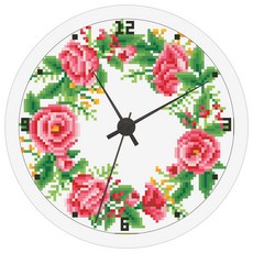 DCLARE 3D 鑽石畫 掛鐘製作 DIY 套組 23.5cm, 02 玫瑰花環, 1套